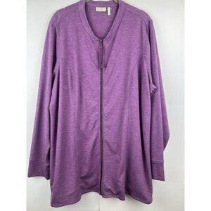 LOGO Lounge Women's 2X Jacket A Line Swing Bottom Pockets Stretch Purple Zipper